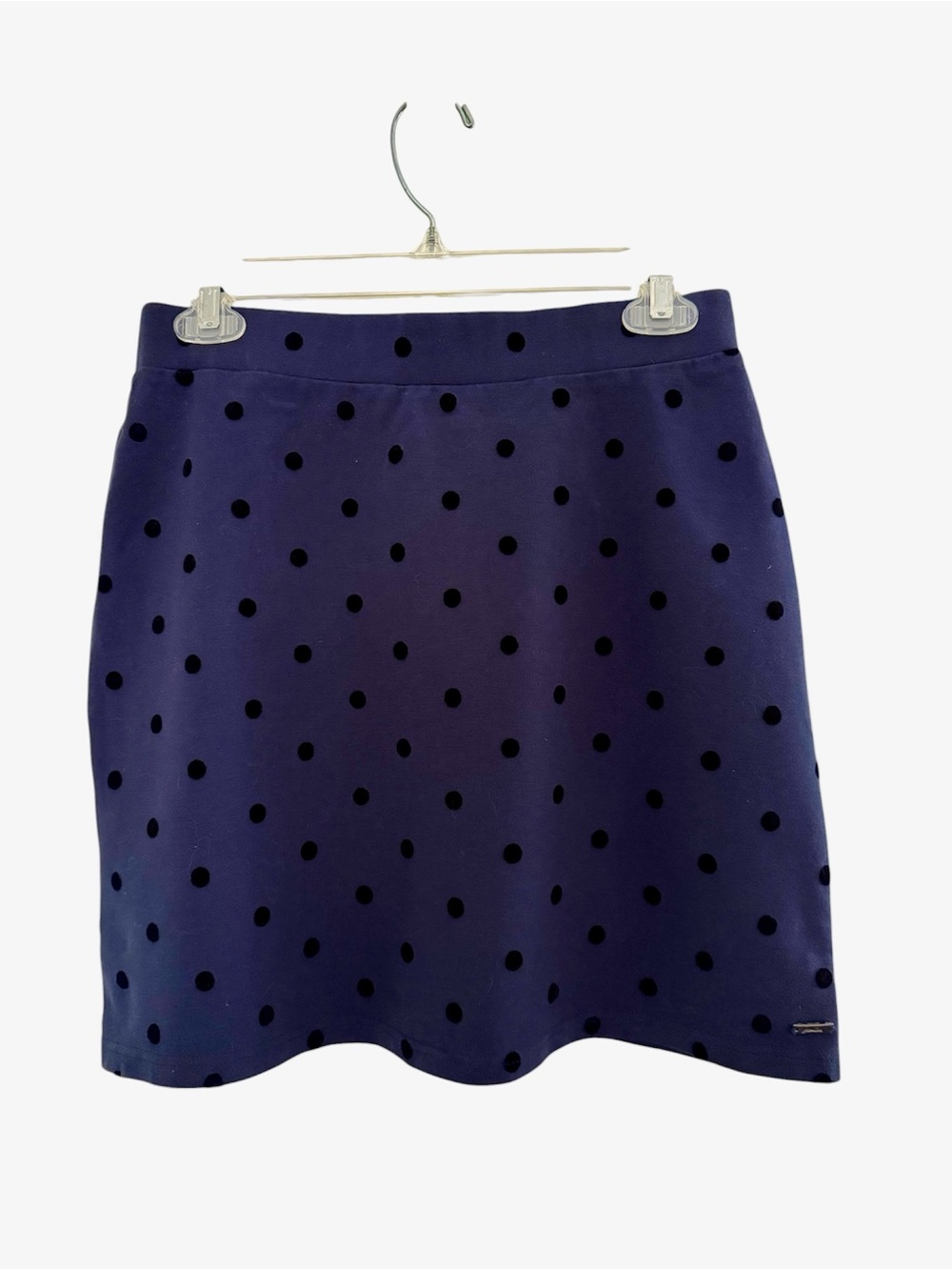 Joules Hatty Navy Skirt with Black Polka Dots